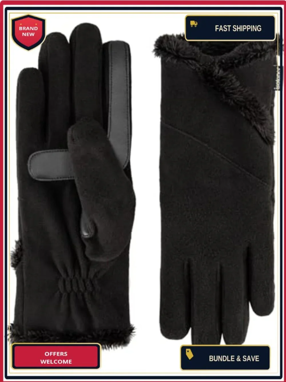 Women's Stretch Fleece Gloves Touchscreen SmartDri Waterproof Grip Tech